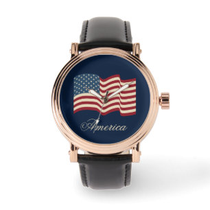 Patriotisk amerikansk flagg mans klocka present
