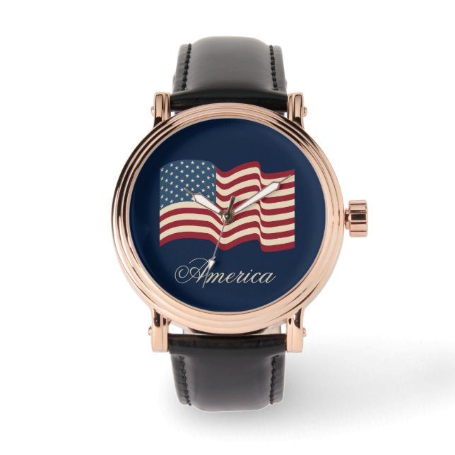 Patriotisk amerikansk flagg mans klocka present (Framsida)