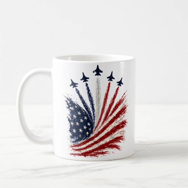 ✈️ Patriotisk amerikansk flagg-mugg för flyguppvis Kaffemugg (Vänster)
