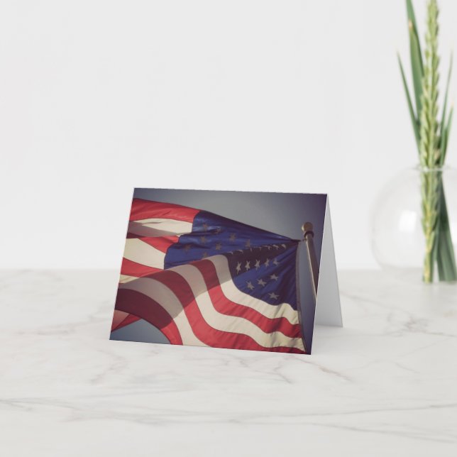 Patriotisk amerikansk flagg notkort kort (Framsida)