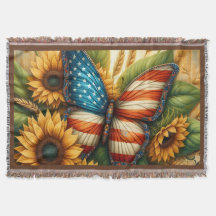 Patriotisk amerikansk flagg- och solrosfjäril