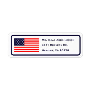 Patriotisk amerikansk flagg returadressetikett returadress etikett
