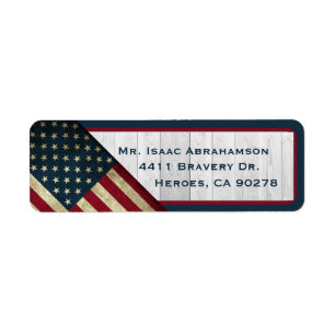 Patriotisk amerikansk flagg returadressetikett returadress etikett