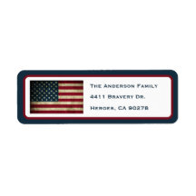 Patriotisk amerikansk flagg returadressetikett