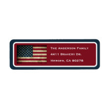 Patriotisk amerikansk flagg returadressetikett