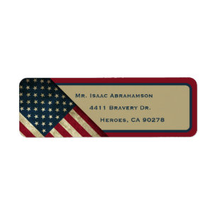 Patriotisk amerikansk flagg returadressetikett returadress etikett
