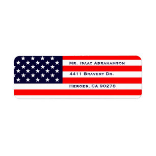 Patriotisk amerikansk flagg returadressetikett returadress etikett
