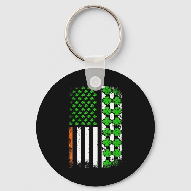 Patriotisk amerikansk flagg shamrock st patricks d nyckelring (Framsida)