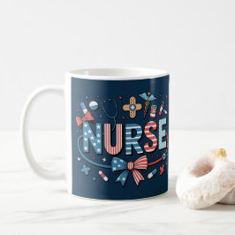 Patriotisk amerikansk flagg-sjuksköterska kaffemugg