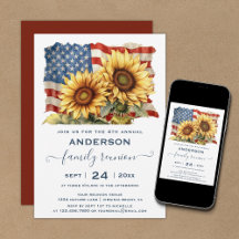 Patriotisk amerikansk flagg solros familjeåterföre