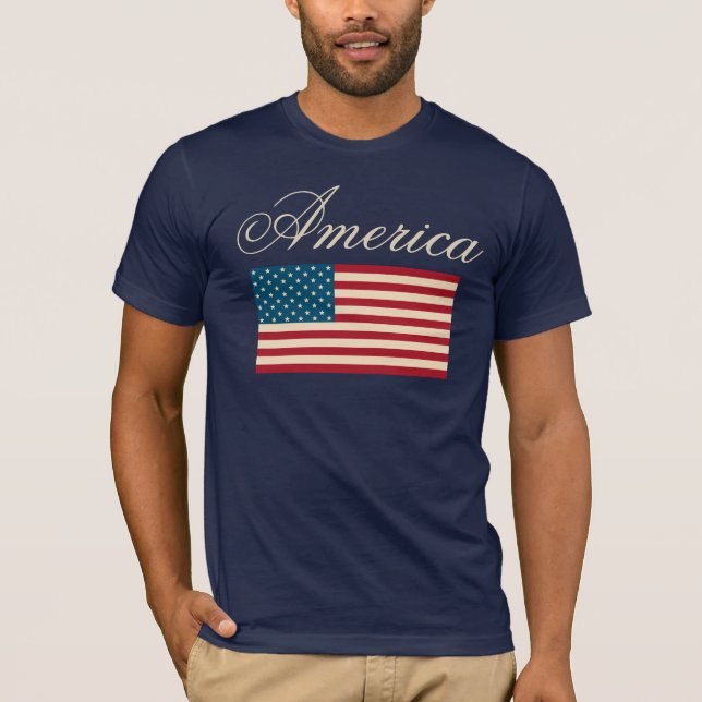 Patriotisk amerikansk flagg T-shirt Tröja Present (Framsida)