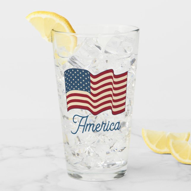 Patriotisk amerikansk flagg Tumbler  Glaskopp (Framsida Ice)