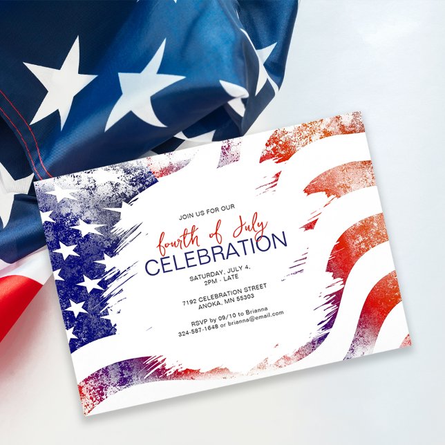Patriotisk amerikansk flagga | 4:e juli-fest  inbjudningar (Skapare uppladdad)