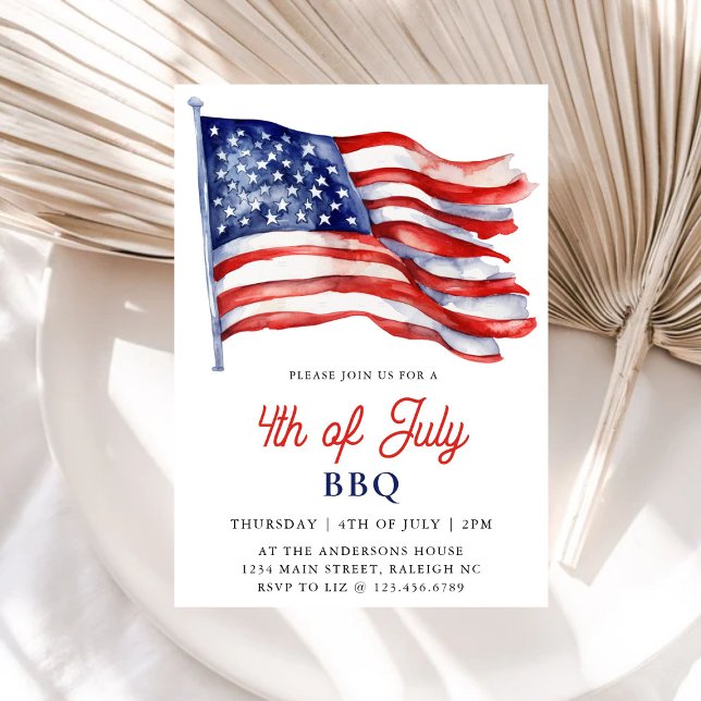 Patriotisk amerikansk Flagga 4 juli Bbq Party Inbjudningar (Skapare uppladdad)