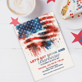 Patriotisk amerikansk Flagga 4 juli BBQ Party Inbjudningar