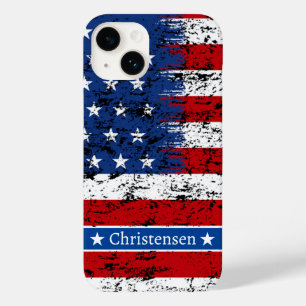 Patriotisk amerikansk Flagga 4 juli Monogram Namn