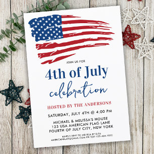 Patriotisk amerikansk Flagga 4 juli Party Inbjudningar