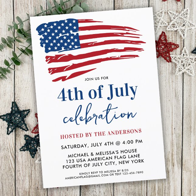 Patriotisk amerikansk Flagga 4 juli Party Inbjudningar (Skapare uppladdad)