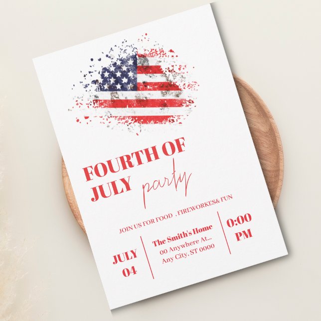Patriotisk amerikansk Flagga 4 juli party Inbjudningar (Skapare uppladdad)