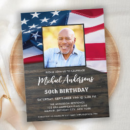 Patriotisk amerikansk flagga anpassad fotofödelsed vykort