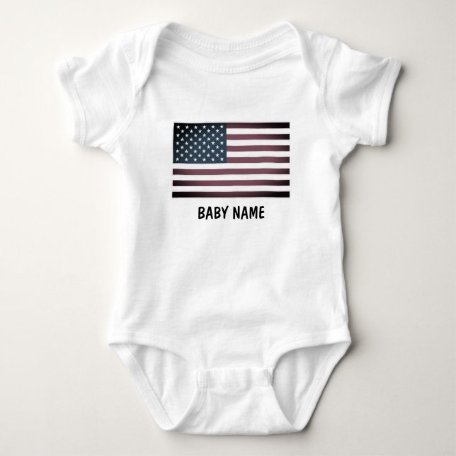 Patriotisk amerikansk flagga anpassningsbar baby n t shirt (Framsida)