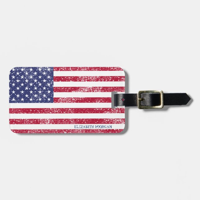 Patriotisk amerikansk flagga för fjärde juli bagagebricka (Horisontell Framsida)