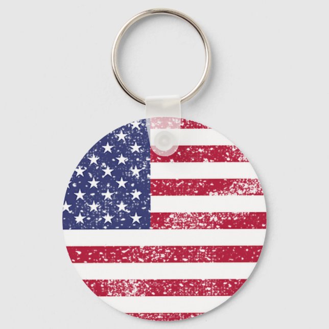 Patriotisk amerikansk flagga för fjärde juli nyckelring (Framsida)