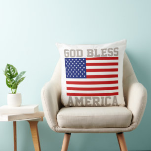 Patriotisk amerikansk flagga Gud välsigne Amerika Kudde