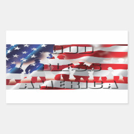 Patriotisk amerikansk flagga Gud välsigne Amerika Rektangulärt Klistermärke