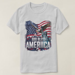 Patriotisk amerikansk flagga Gud välsigne Amerika T Shirt