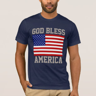 Patriotisk amerikansk flagga Gud välsigne Amerika T Shirt