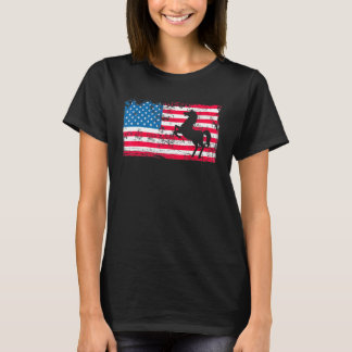 Patriotisk amerikansk flagga Häst Grafiskt tryck T Shirt