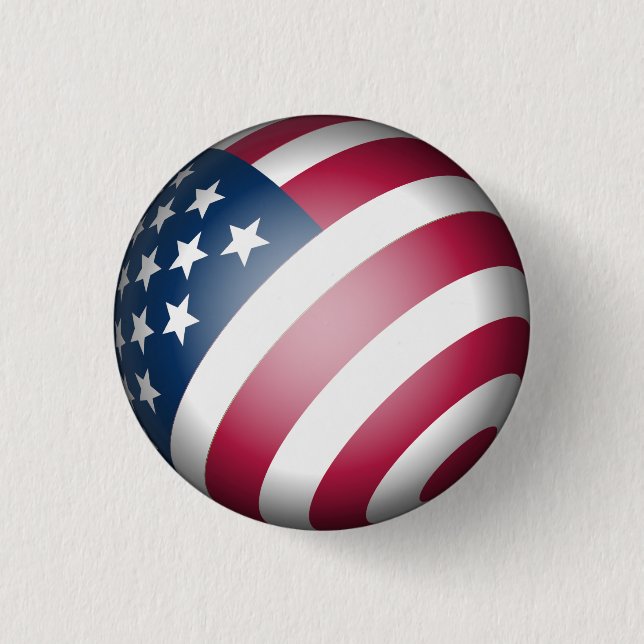 Patriotisk amerikansk Flagga i 3D Globe Design Knapp (Framsida)
