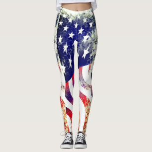Patriotisk amerikansk Flagga i nöd Leggings
