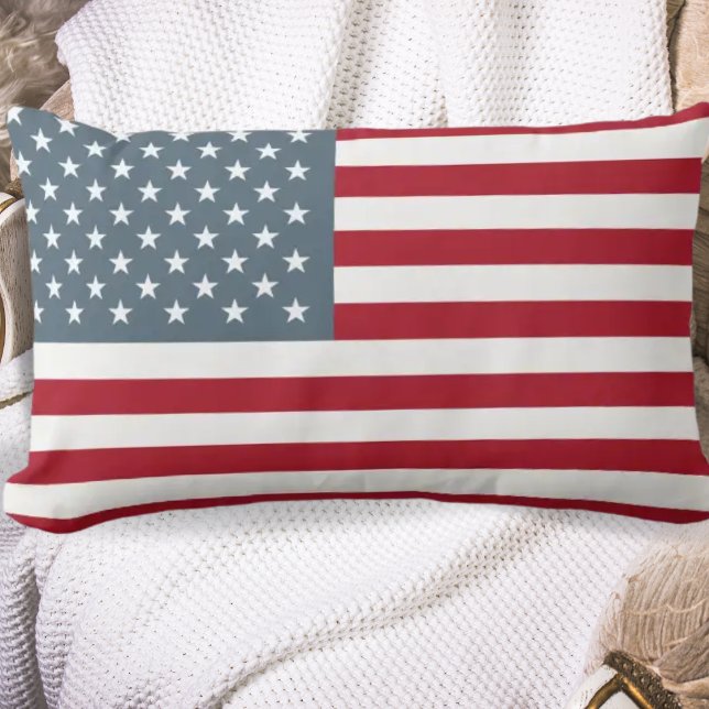 Patriotisk amerikansk Flagga i Red White och Blue Lumbarkudde (Skapare uppladdad)