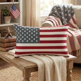 Patriotisk amerikansk flagga i rött, vitt och blåt lumbarkudde