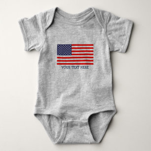 Patriotisk amerikansk flagga jersey baby bodydress tee