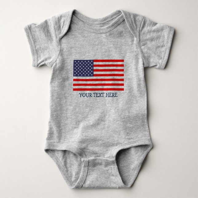 Patriotisk amerikansk flagga jersey baby bodydress tee (Framsida)