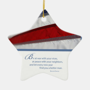 Patriotisk, amerikansk Flagga Julgransprydnad Keramik