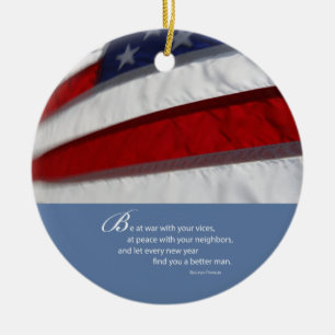 Patriotisk, amerikansk Flagga Julgransprydnad Keramik
