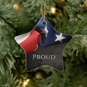 Patriotisk amerikansk flagga julgransprydnad keramik
