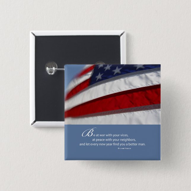 Patriotisk, amerikansk Flagga Knapp (Framsida & baksida)