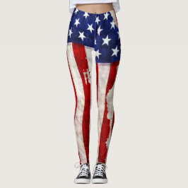 Patriotisk amerikansk flagga leggings