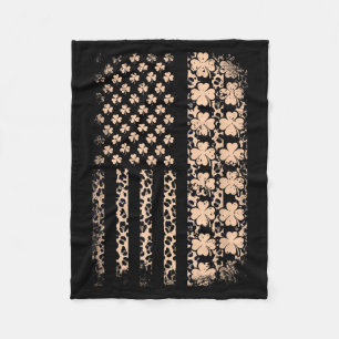Patriotisk amerikansk flagga leopard shamrock stPa Fleecefilt