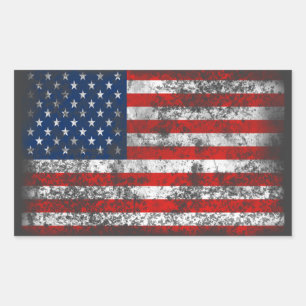 Patriotisk amerikansk flagga med distress rektangulärt klistermärke