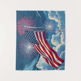 Patriotisk amerikansk Flagga med Fireworks - 4 jul