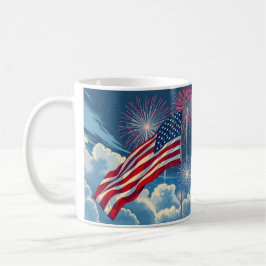 Patriotisk amerikansk Flagga med Fireworks - 4 jul Kaffemugg