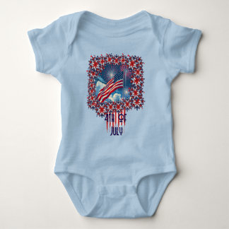 Patriotisk amerikansk Flagga med Fireworks - 4 jul T Shirt