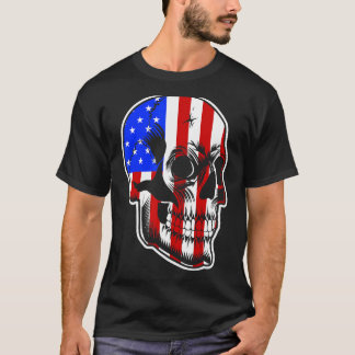 Patriotisk amerikansk Flagga med Skullbundet för m T Shirt