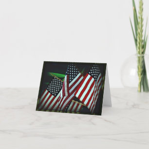 Patriotisk amerikansk flagga/militär kort